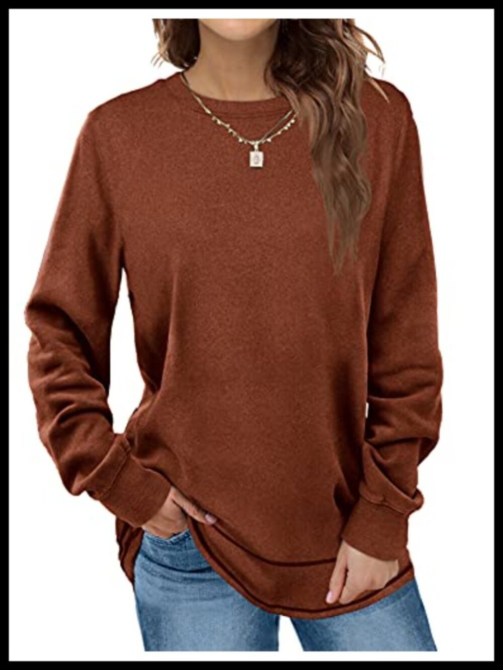Dofaoo Womens Crewneck Sweatshirt Long Sleeve Tunic Pullover